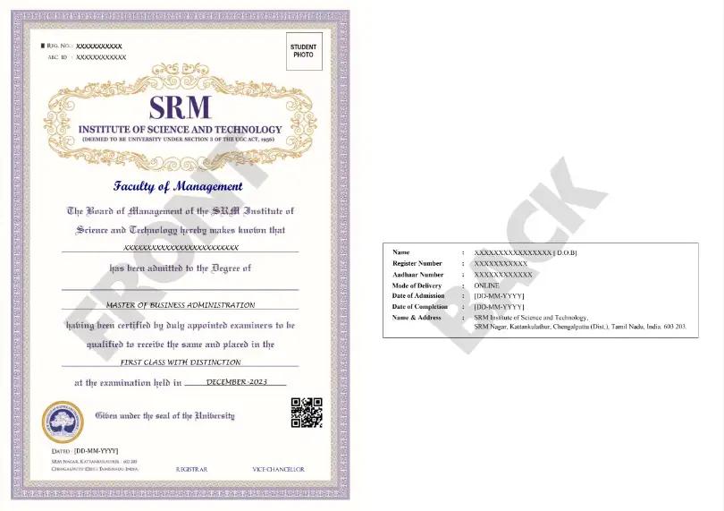 srm online mba certificate